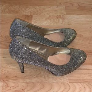 Silver sparkly heels